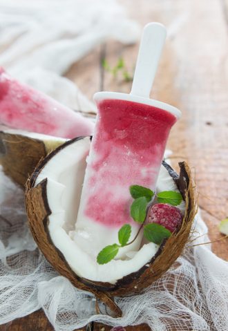 Raspberry Coconut Popsicles