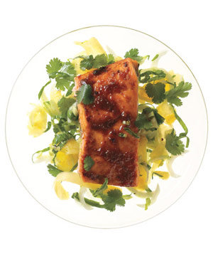 Red Curry Salmon with Pineapple Slaw