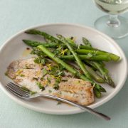 Seared Tilapia with Asparagus and Spicy Mint Gremolata